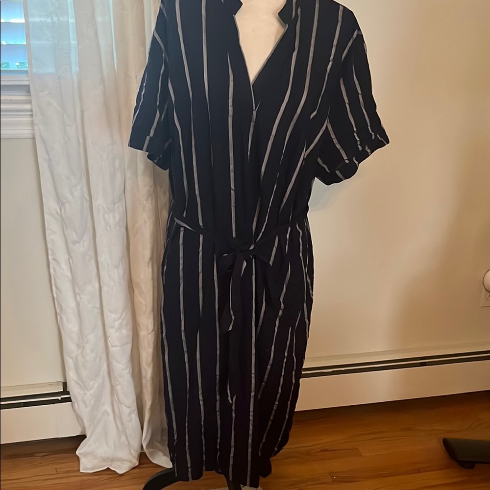 Ava & Viv Blue and White Wrap Midi Dress